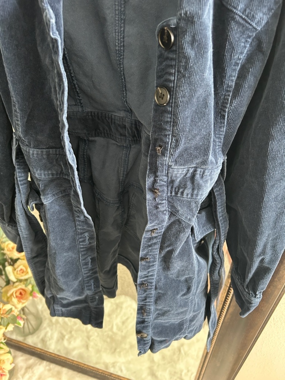 Marissa Webb Indigo Blue Corduroy Button Up Dress - Picture 3 of 11